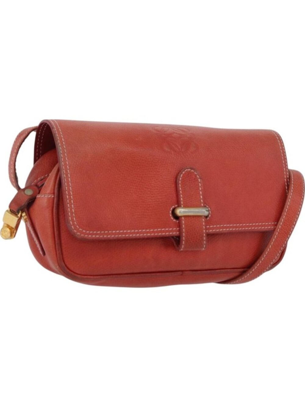 LOEWE Shoulder Bag Leather Red Gold